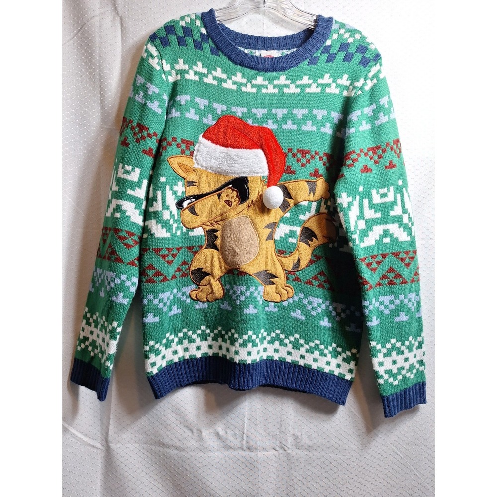 HOLIDAY TIME Garfield Dap Ugly Christmas Sweater Sz XL Holiday Tabby Cat Funny